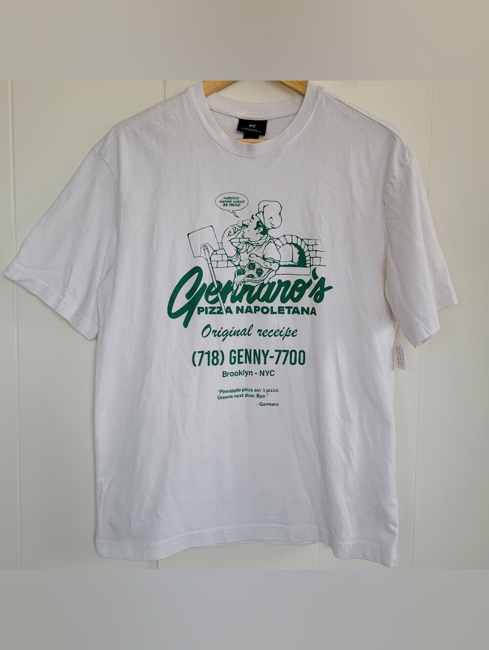 H&M Small White Graphic T-Shirt Gennaro’s Pizza Print